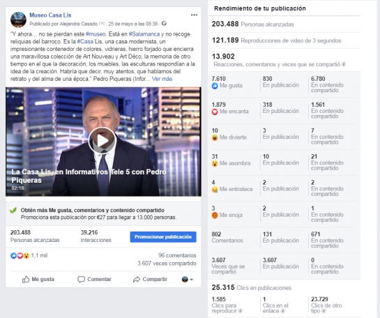 Repercusión en facebook